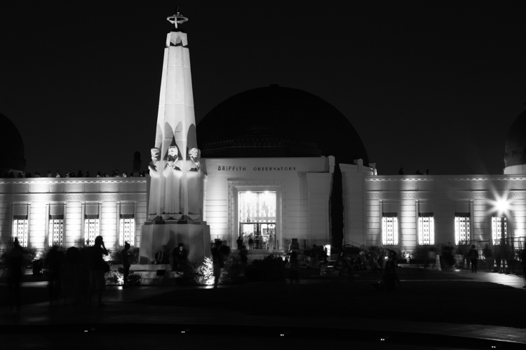 Griffith Observatory entrance at night