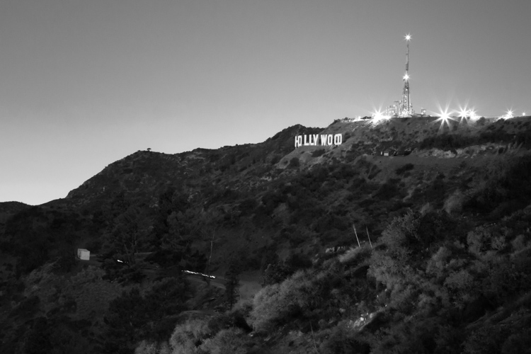 Hollywood sign at night