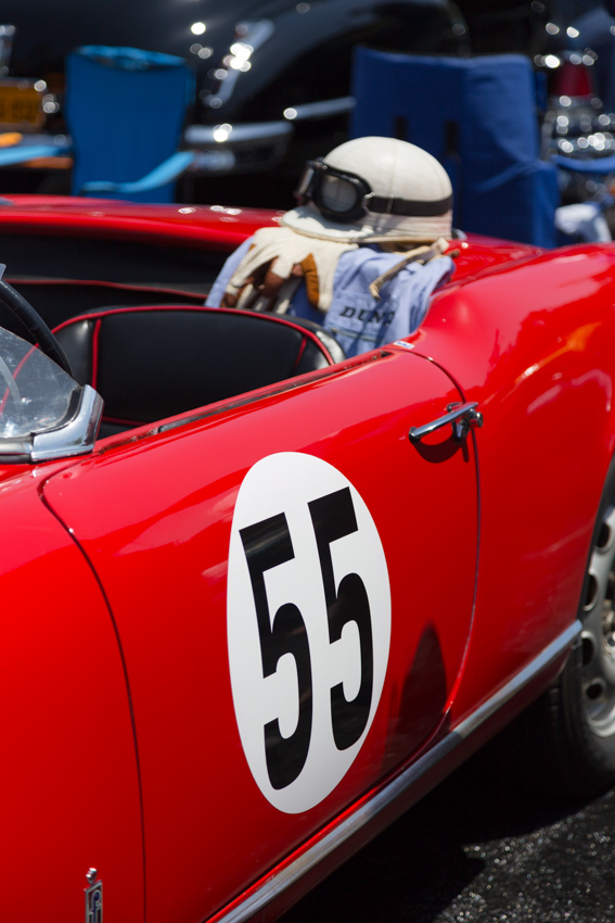 Racing number 55 and race gear with 1956 Alfa Romeo Giulietta Spider Veloce